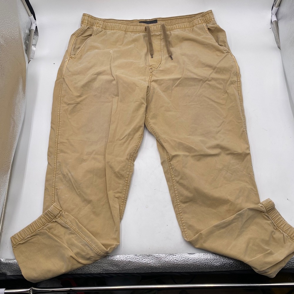 American Eagle Flex Jogger Pants Mens Large Tan Khaki Cotton Lyocell Stretch SEO